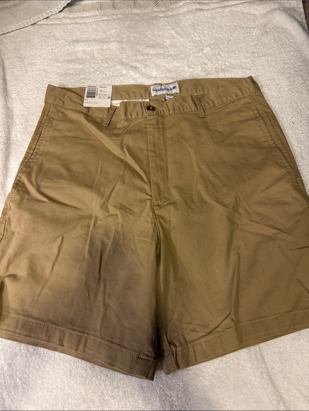 Saddlebred Men's Brown/Tan Flat-Front Shorts - Picture 2 of 8